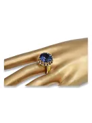 Sapphire Oro amarillo de 8 quilates Anillo Joyería vintage vrc035x-sp Art Deco Joyería rusa, estilo URSS